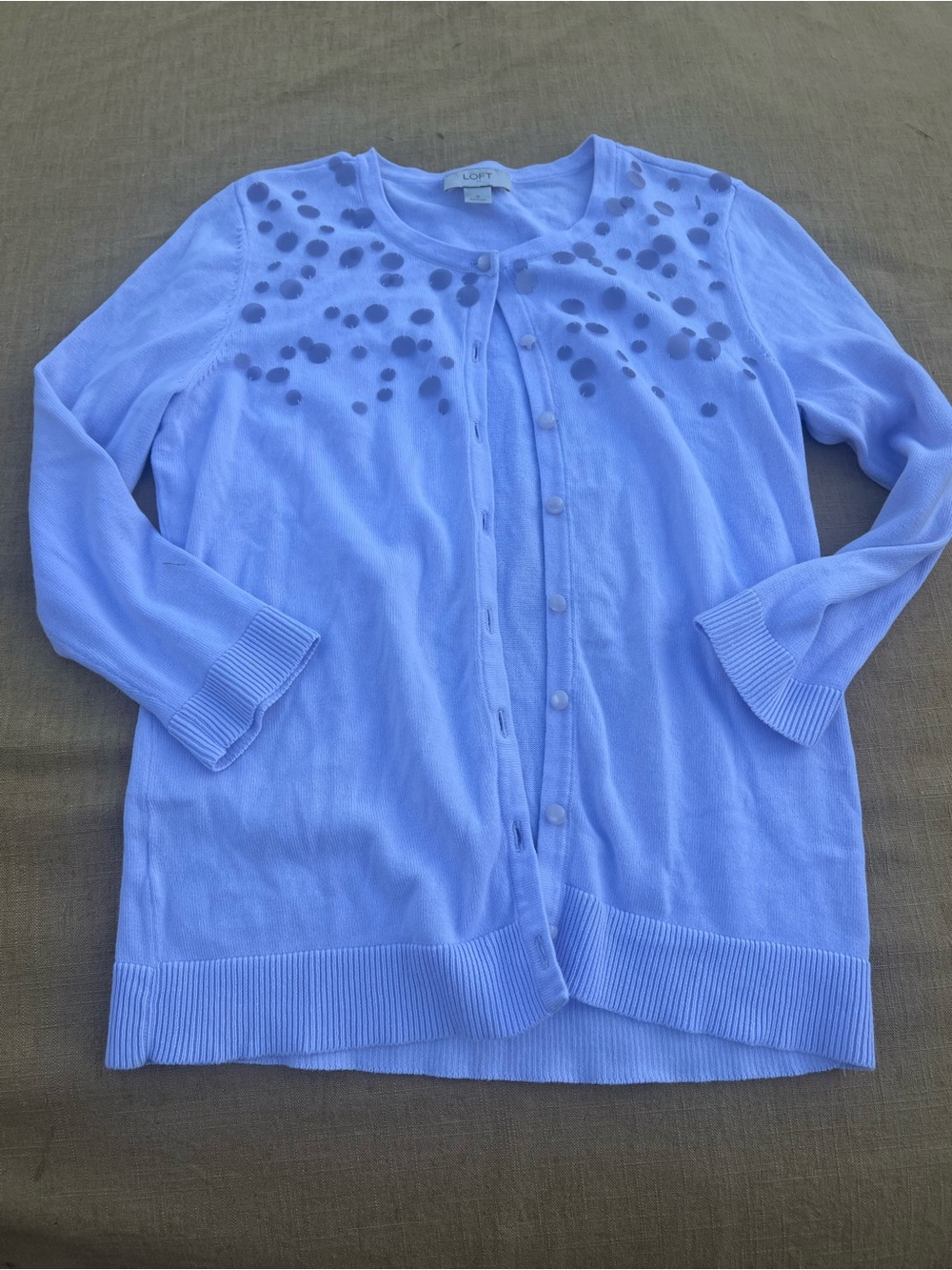 LOFT Lilac Soft Feminine Sequin Accented Cardigan Size S Preppy Fairycore